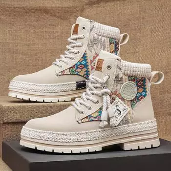 Мужские походные ботинки, новые повседневные парусиновые туфли, армейские мужские кроссовки, модные высокие военные ботильоны, удобные мужские кроссовки 39 чёрный