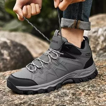 Мужские походные ботинки с высоким берцем, повседневная обувь больших размеров 39 чёрный