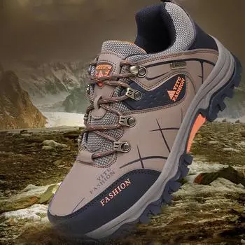 Мужские походные ботинки Водонепроницаемые кожаные ботинки Нескользящие ботинки большого размера 39cotton чёрный