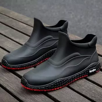 Мужские походные резиновые сапоги для походов, обувь для поваров, обувь для рыбалки, повседневные, водонепроницаемые, удобные, модные, нескользящие, из хлопка и резины 39 чёрный