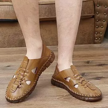 Мужские походные сандалии цвета хаки, летние, для активного отдыха, коричневые, широкие, черные, пляжные туфли, большие размеры, закрытый носок, большие размеры EU:45 чёрный