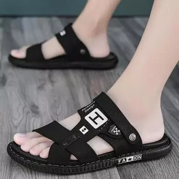 Мужские походные сандалии цвета хаки, летние уличные с широкими ладонями, черные, синие, пляжные туфли с закрытым носком, спортивные сандалии EU:39 чёрный