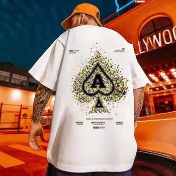 Мужские покерные модные футболки с игральными картами, летняя футболка M белый