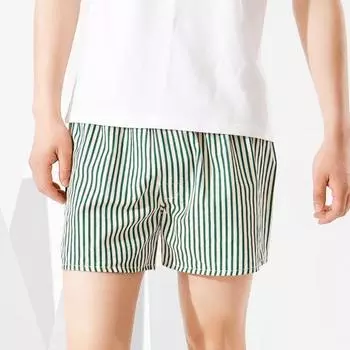 Мужские полосатые трусы-боксеры, хлопковое нижнее белье, дышащий эластичный универсальный пояс, повседневные мягкие домашние шорты для сна Grey Green L чёрный
