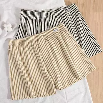 Мужские полосатые трусы-боксеры, хлопковое нижнее белье, мягкий дышащий эластичный пояс, повседневная универсальная домашняя одежда для сна, шорты Grey Green L