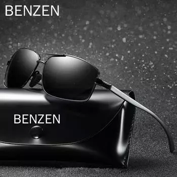 Мужские поляризационные солнцезащитные очки BENZEN, классические прямоугольные мужские солнцезащитные очки для вождения, винтажные culos B9370 чёрный