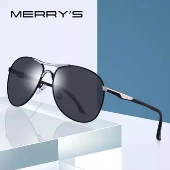 Мужские поляризационные солнцезащитные очки MERRY S, классические брендовые солнцезащитные очки-пилоты красный/чёрный