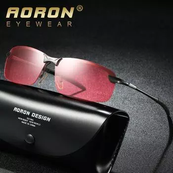 Мужские поляризационные солнцезащитные очки с розовыми линзами, модные классические дизайнерские очки ночного видения для вождения чёрный