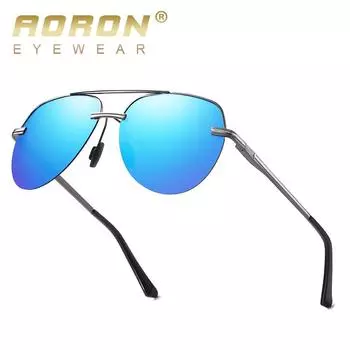 Мужские поляризационные солнцезащитные очки в полуоправе, модный дизайн, уличные металлические очки для вождения, классические антибликовые солнцезащитные очки, очки золотой/чёрный