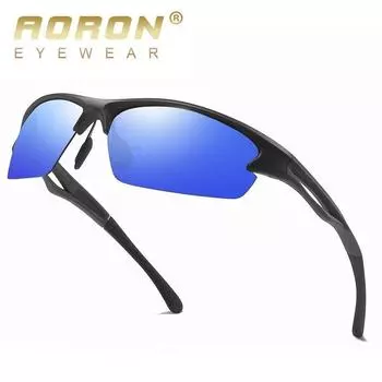 Мужские поляризационные солнцезащитные очки в полурамке, уличные альпинистские ветрозащитные очки для вождения с антибликовым покрытием UV400, велосипедные очки чёрный