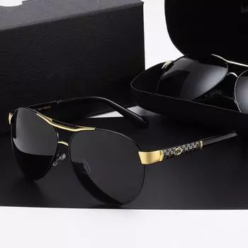 Мужские поляризованные солнцезащитные очки в металлической оправе в стиле ретро - зеркало Frog для вождения, модель 10008