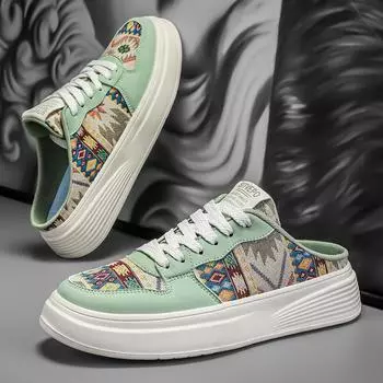 Мужские полутапочки на толстой подошве, летние, новые, мягкая подошва, нескользящая, удобная, повседневная обувь на плоской подошве, модные мужские сетчатые спортивные сандалии 40