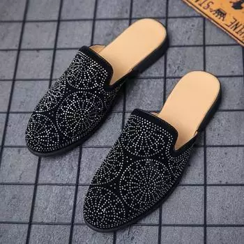 Мужские полутапочки, персонализированные, модные и универсальные, слипоны, с мягкой подошвой 37 чёрный