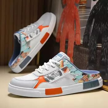 Мужские полутапочки сандалии удобная повседневная обувь для мужчин модные кроссовки аниме мужские тапочки слайдеры обувь большой размер 47 39 белый