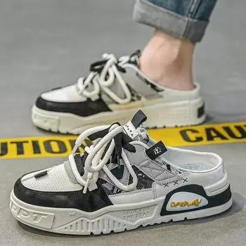 Мужские полутапочки Slip-on Мужская повседневная обувь Дышащие кроссовки на платформе Удобные уличные тапочки Zapatos Hombre 2025 39