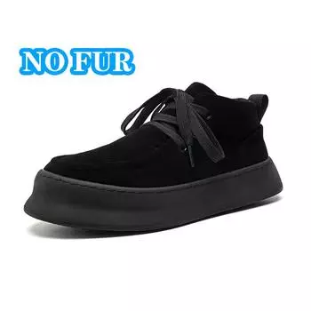 Мужские повседневные ботинки из натуральной кожи, модные дизайнерские ботильоны, сшитые вручную, мужские прогулочные ботинки, теплые плюшевые зимние ботинки с мехом 38