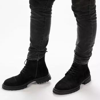 Мужские повседневные ботинки из натуральной замши на толстой резиновой подошве