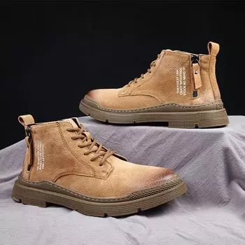 Мужские повседневные ботинки Martin в британском стиле в стиле ретро средней высоты с бархатной подкладкой для модной рабочей одежды и использования на открытом воздухе 42 жёлтый