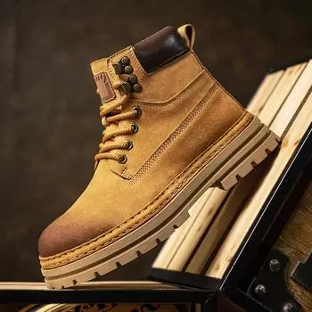 Мужские повседневные ботинки, модные мотоциклетные ботинки для мужчин, высокие нескользящие ботинки для активного отдыха, мужская кожаная обувь, мужские ботинки на шнуровке 39 хаки