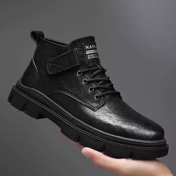Мужские повседневные ботинки, уличные высококачественные кожаные ботильоны, высокие дизайнерские туфли для мотоциклистов, новые итальянские деловые мужские ботинки 39