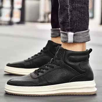 Мужские повседневные ботинки, высококачественные мужские кроссовки, новые удобные мужские ботинки для отдыха на открытом воздухе, модные низкие мужские туфли с высоким верхом из натуральной кожи 37