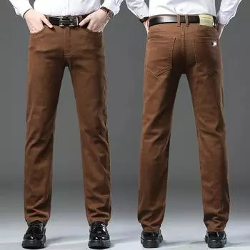 Мужские повседневные брюки больших размеров в классическом стиле, облегающие брюки, эластичные прямые брюки 28 коричневый