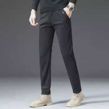 Мужские повседневные брюки из эластичного вельвета - удобные брюки на весну/осень 33 (150 lbs) темно-серого