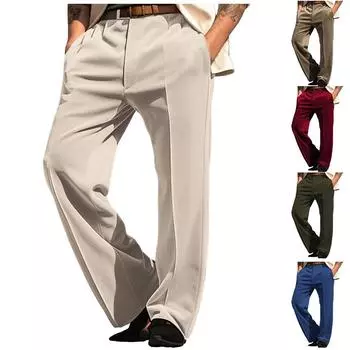 Мужские повседневные брюки из цельного бархата прямого покроя с карманами для отпуска L армия зеленый