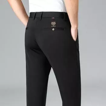 Мужские повседневные брюки из ткани Four-Way Stretch: Осенне-зимние деловые брюки прямого кроя с высокой эластичностью 36