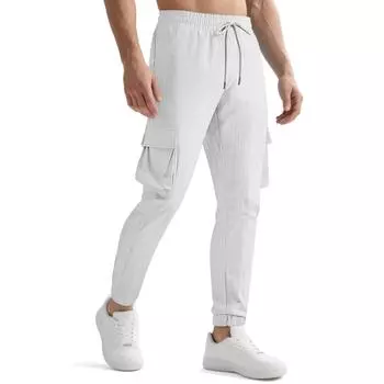 Мужские повседневные брюки карго с несколькими карманами, уличные брюки на шнурке для весны, осени, путешествий, кемпинга S белый