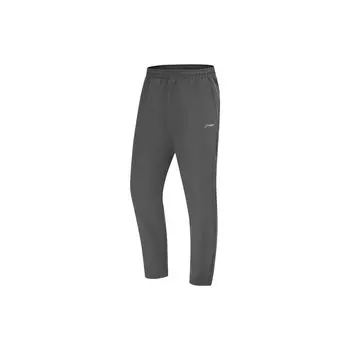 Мужские повседневные брюки Li Ning Fitness Series с однотонным логотипом и средней талией, прямые, серые, AYKT833-1 M