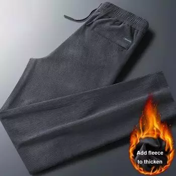 Мужские повседневные брюки на осень-зиму с эластичной резинкой на талии и карманами, спортивные штаны, однотонные теплые брюки с флисовой подкладкой больших размеров 3XL синий