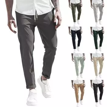 Мужские повседневные брюки Nine-point, однотонные повседневные брюки с карманами L армия зеленый