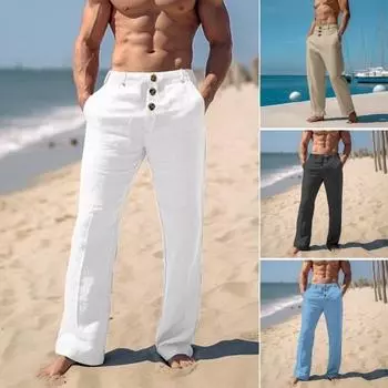 Мужские повседневные брюки, однотонные брюки стандартного кроя с усиленными карманами | Дышащая мягкая и удобная ткань | Сочетайте с топами, куртками, рубашками M чёрный