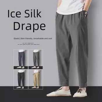 Мужские повседневные брюки прямого кроя из хлопка и льна с девятью точками — модные, свободного кроя, весна/осень, в наличии большие размеры 2XL