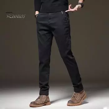 Мужские повседневные брюки прямого кроя, однотонные, с карманами, застежкой-молнией, гладкие, быстросохнущие, для улицы, длинные брюки 30 темно-серого