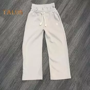 Мужские повседневные брюки с эластичной талией, регулируемые на шнурке, длинные брюки с карманами, имитация двух частей, брюки для отдыха со звездным принтом M