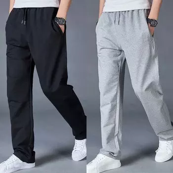 Мужские повседневные брюки с эластичным поясом на весну и осень больших размеров, однотонные спортивные брюки 4XL чёрный