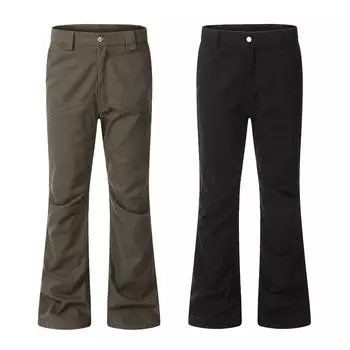 Мужские повседневные брюки с микроклешем в американском стиле, однотонные повседневные брюки в стиле рабочей одежды, модные повседневные брюки в стиле ретро M чёрный