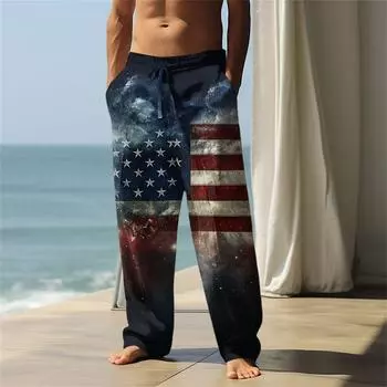 Мужские повседневные брюки с принтом «День независимости» L