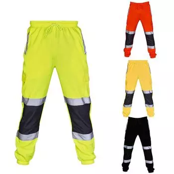 Мужские повседневные брюки со светоотражающими полосками, рабочая одежда, повседневные карманные брюки-карго XXL чёрный