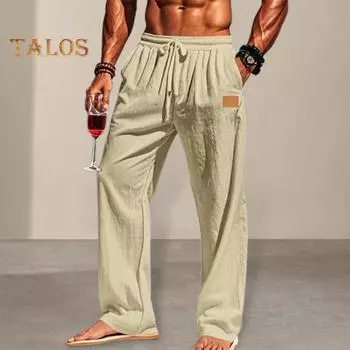 Мужские повседневные брюки свободного кроя, однотонные брюки с завязками на талии для фитнеса, бега, активного отдыха M чёрный