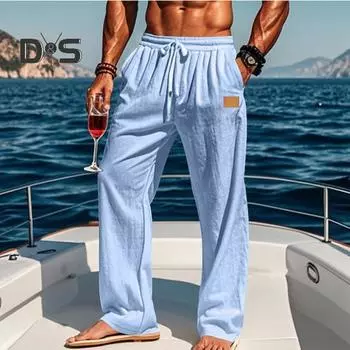 Мужские повседневные брюки свободного кроя, однотонные брюки с завязками на талии для фитнеса, бега, активного отдыха M хаки