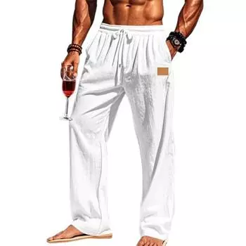 Мужские повседневные брюки свободного кроя, однотонные брюки с завязками на талии для фитнеса, бега, активного отдыха M хаки