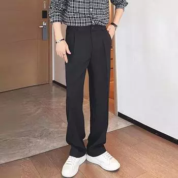 Мужские повседневные брюки свободного покроя 5XL, офисная официальная одежда, пиджаки, брюки для мужчин, уличная модная одежда, прямые брюки XL чёрный