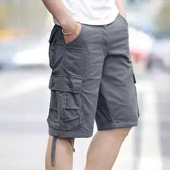 Мужские повседневные брюки свободного покроя с несколькими карманами, однотонные шорты-карго L
