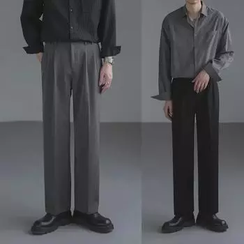 Мужские повседневные брюки свободного покроя в корейском стиле с широкими штанинами 2XL серый