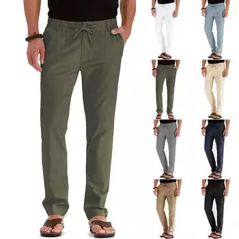 Мужские повседневные брюки, свободные хлопковые универсальные однотонные спортивные штаны с большой эластичной резинкой на талии XXL армия зеленый