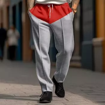 Мужские повседневные брюки весна и осень Модели Superhuman Свободные широкие брюки Сращивание Прямые большие длинные брюки Простые Щедрые Удобные S