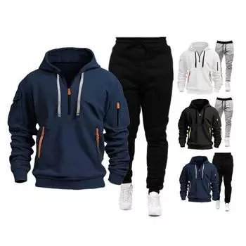Мужские повседневные брюки весна-осень, тонкий размер, спортивные + толстовка с капюшоном больших размеров, комплект из двух предметов 3XL